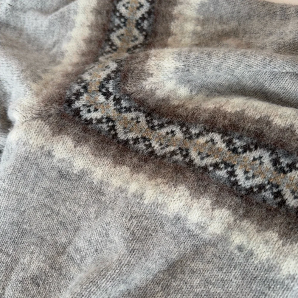 GAP Cream and Brown Cowl Neck Fair Isle Sweater - Picture 7 of 14